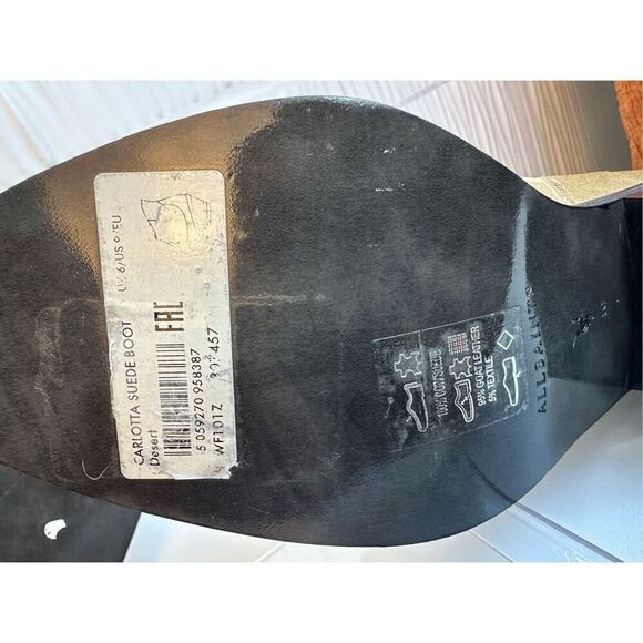 NWT All Saints carlotta suede heeled side zip ankle boots in sand - Picture 10 of 16